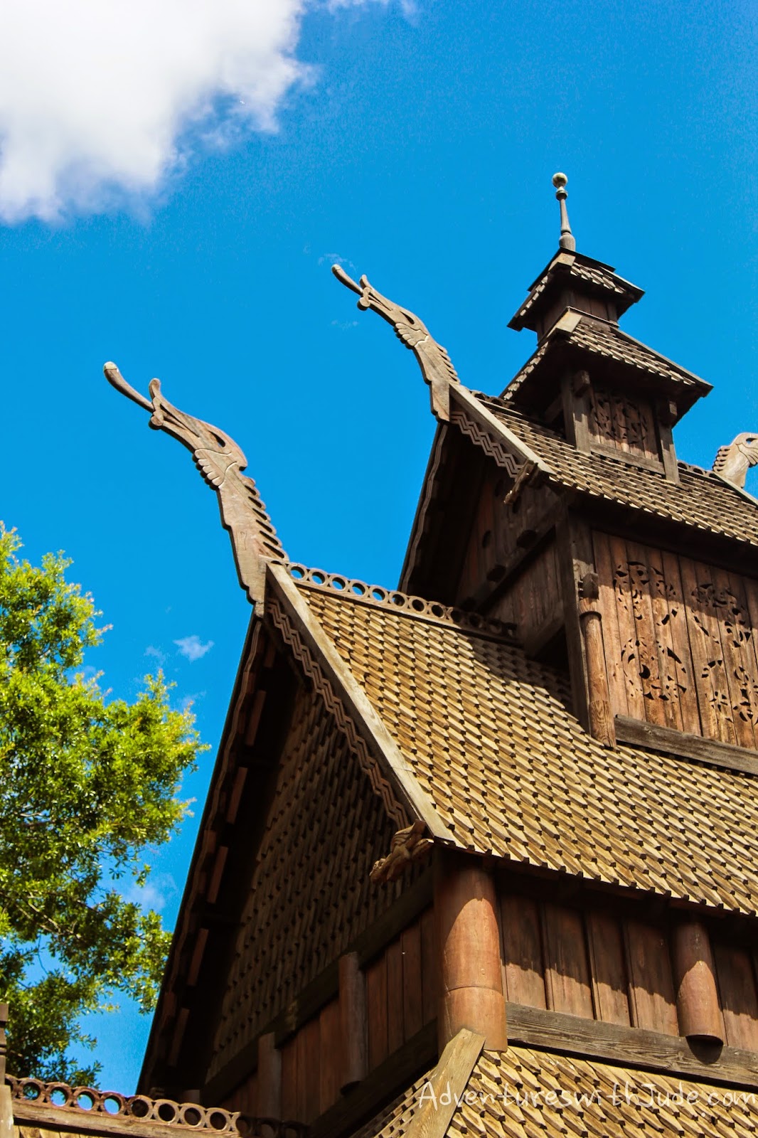 Viking prowls on Stave Church roof