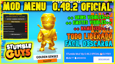 ✅NUEVO MOD de STUMBLE GUYS 0.48.2 VIP OFICIAL ACTUALIZADO, BLOCK DASH INFINITO, VOLAR Y SALTAR ALTO  NUEVO EMOTES VISIBLES y SKINS