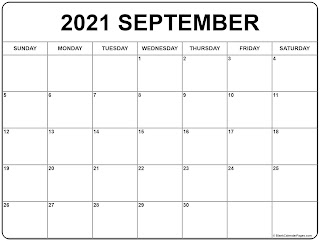 Free Printable Calendar September 2021