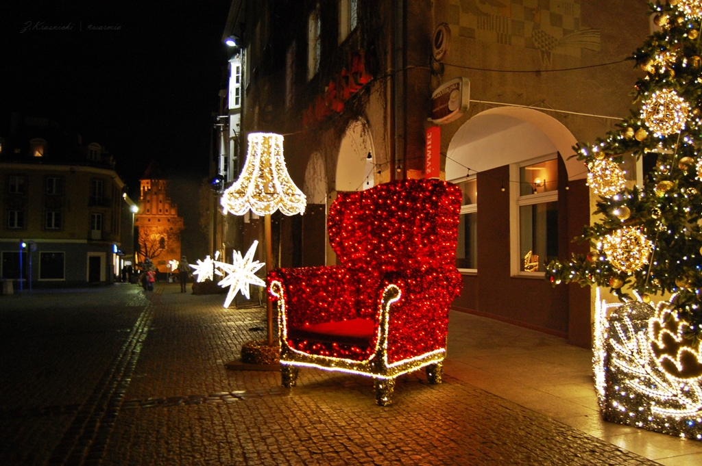 Iluminacje w Olsztynie, świąteczna choinka na Starym Mieście