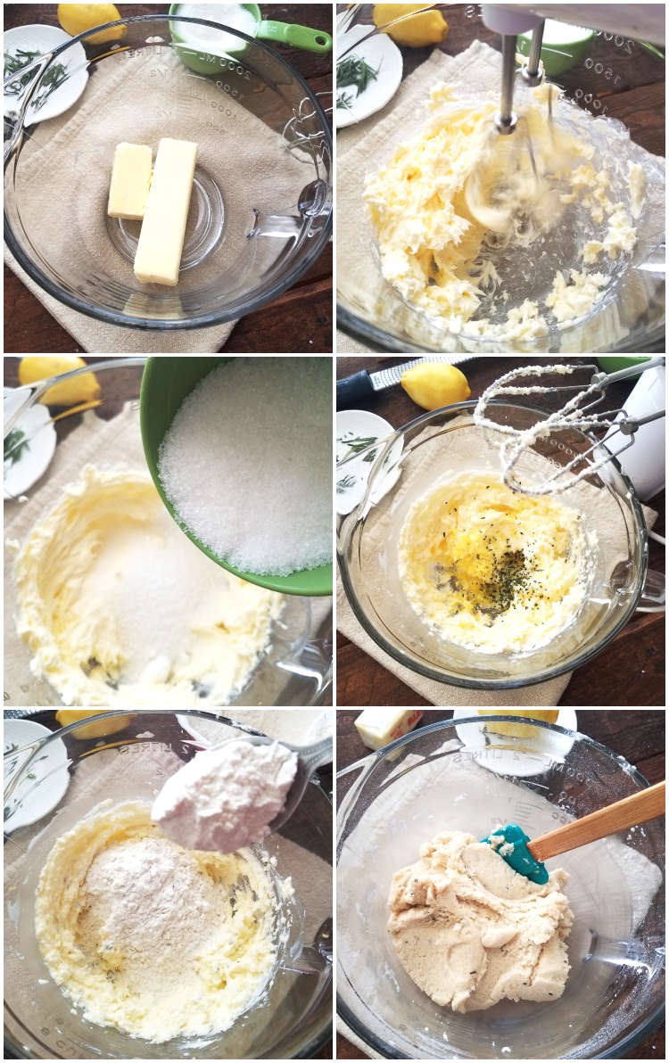 Preparación de la masa para las galletas de romero y limón