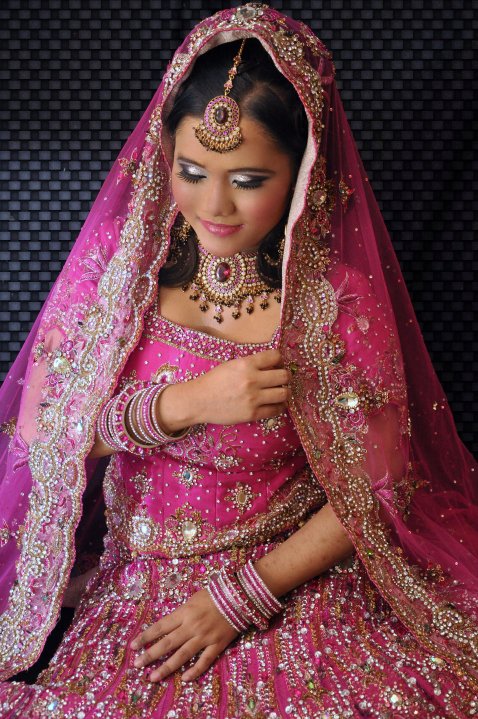 A Hot Pink Fuchsia Bridal Lehnga Dress
