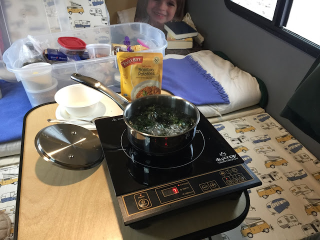 There are no toxic fumes in a tiny camper with induction cooking.