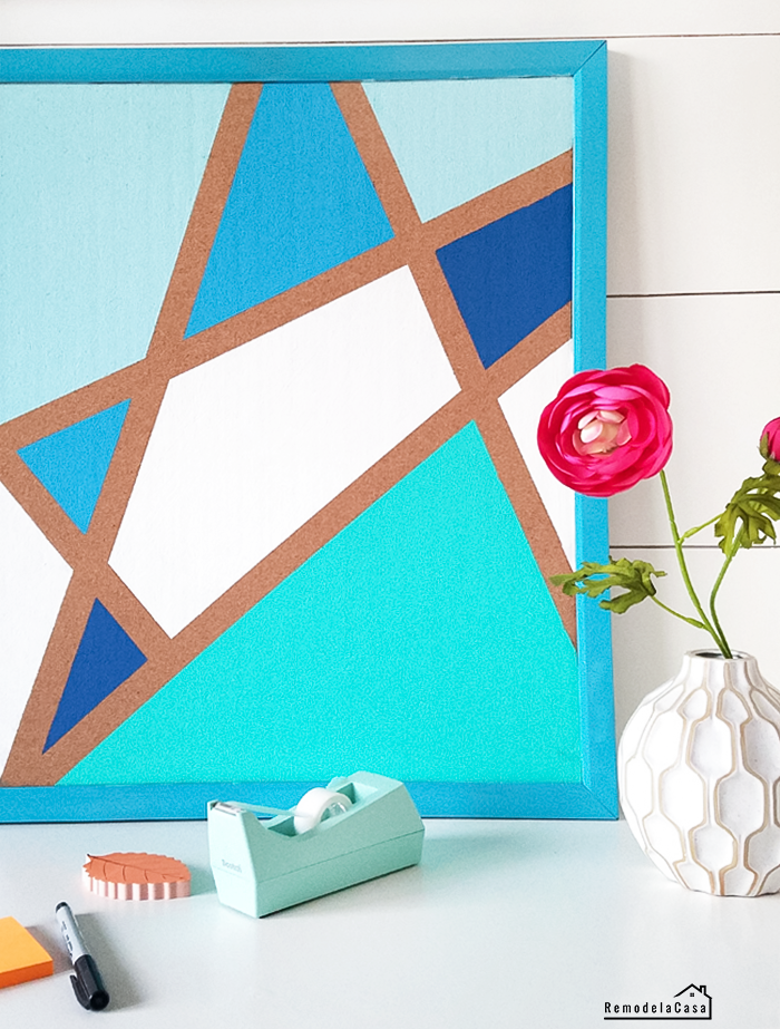 pin board with geometric blue design