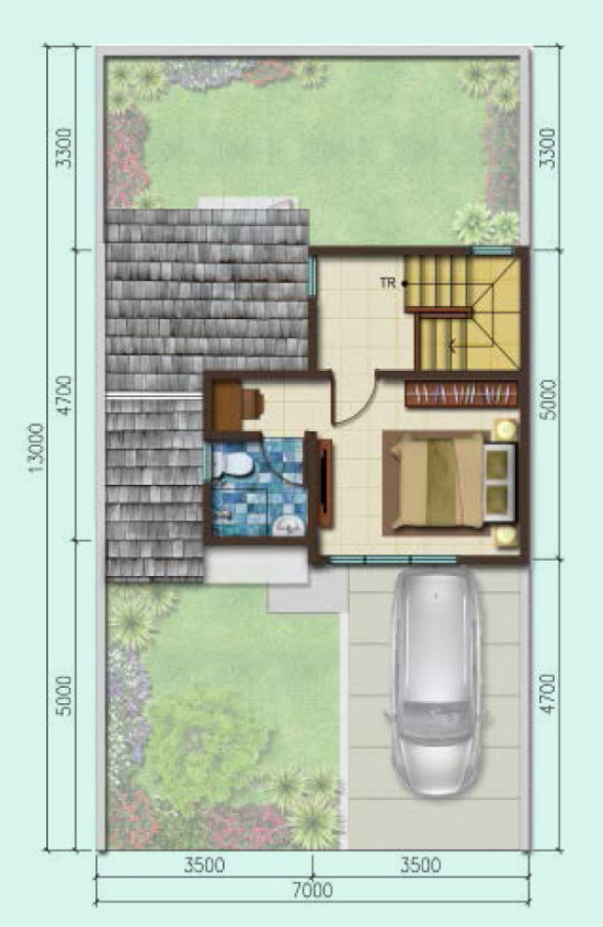 LINGKAR WARNA: 2 Denah rumah minimalis ukuran 7x13 meter 2 ...