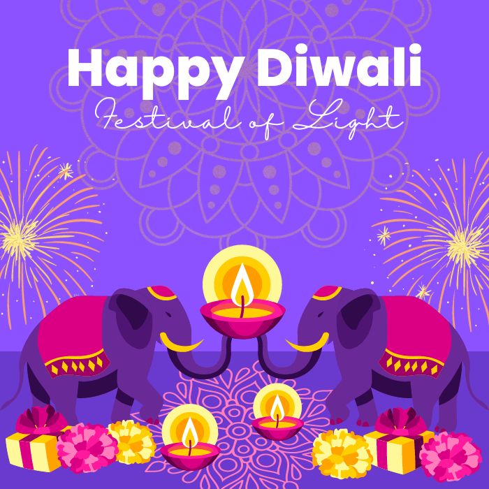 happy diwali 2023 elephant image download