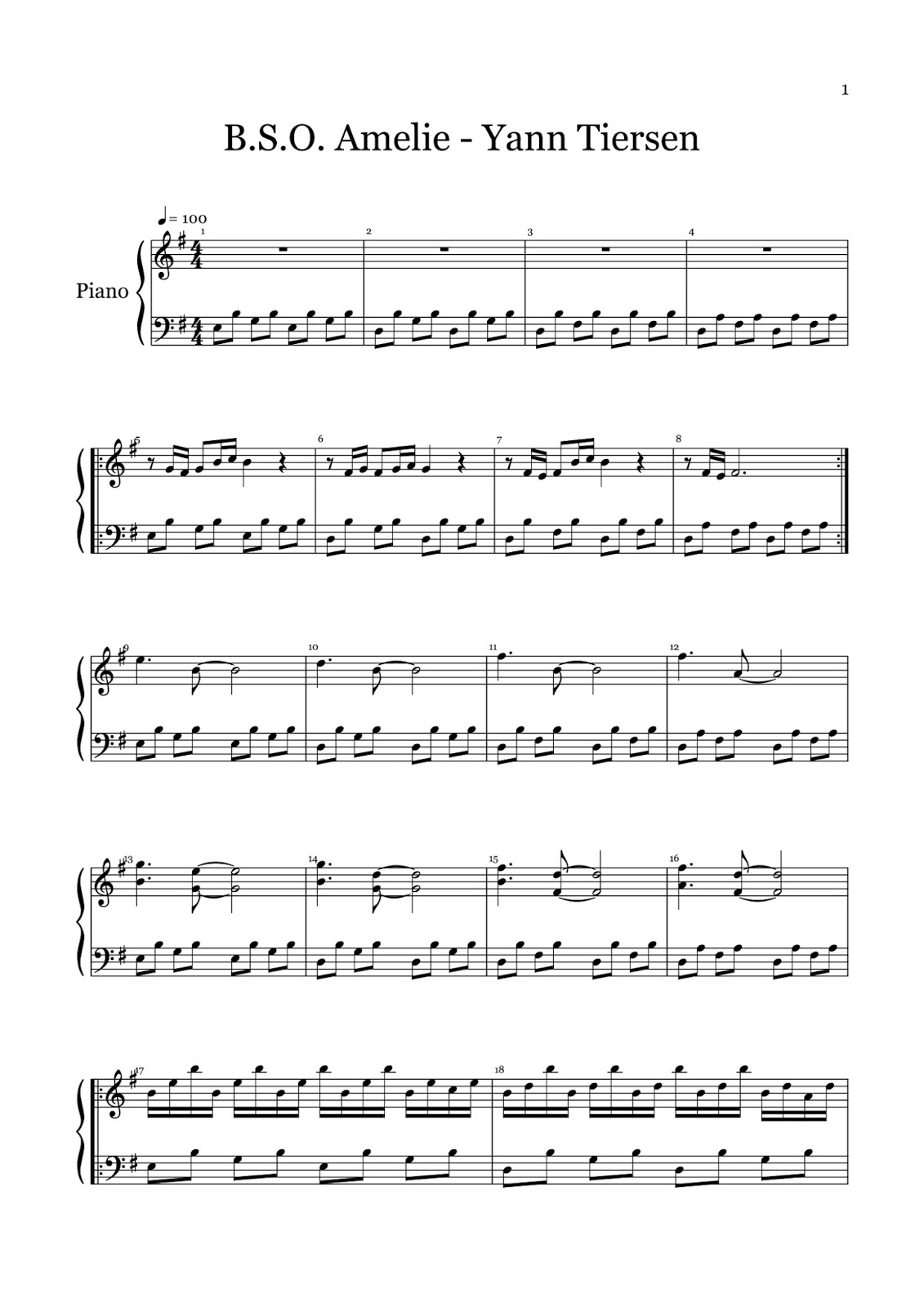 AMELIE PARTITURA PIANO PDF