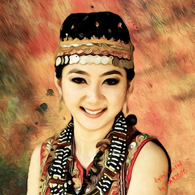 Pretty Dayak Ethnic Girl in Digital Oil Painting