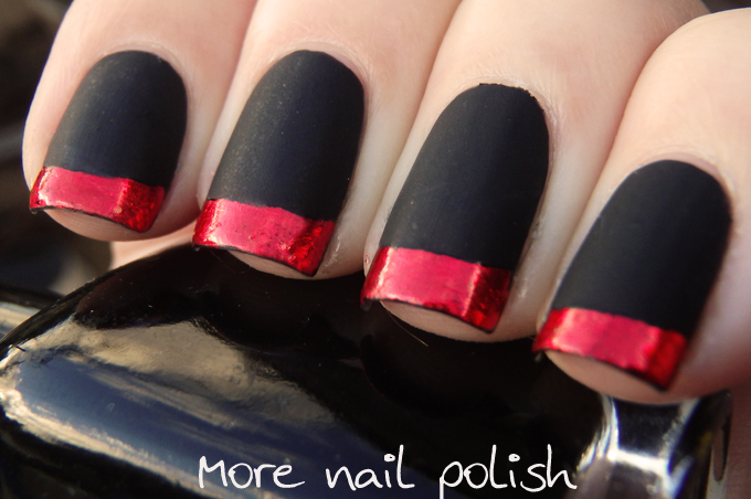 Simple Sparkly Red and Black Christmas Nail Tutorial - Polar Bear Style