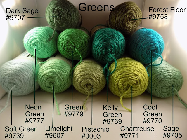 Caron Simply Soft Yarn Neon Green 9777 Soft Green 9739 Green 9779 Kelly Green 9769 Coll Green 9770 Limelight 9607 Pistachio 0003 Chartreuse 9771 Sage 9705