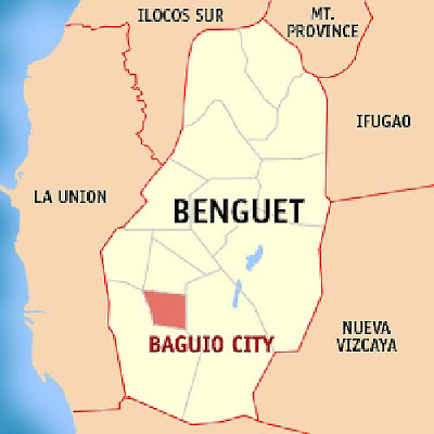 The Philippines North Luzon province map with the tourism travel Baguio map shown in red