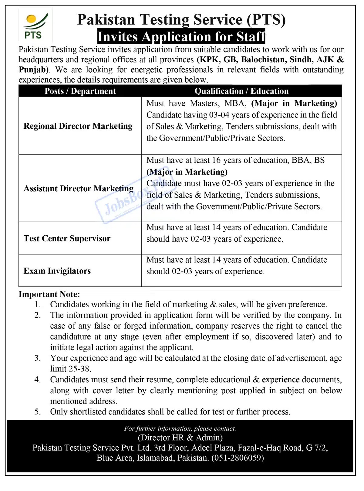 Pakistan Testing Service PTS Jobs 2023 Latest Advertisement