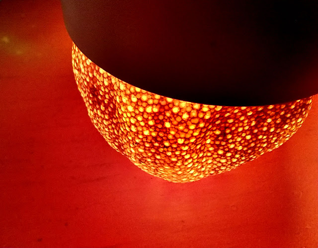 Dried orange peel used as a lampshade