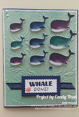 Craft with Beth: Stampin' Up! Second Sunday Sketches 025 card sketch challenge with measurements Candy Nash Whale Done Congratulatory Card seabed embossing folder