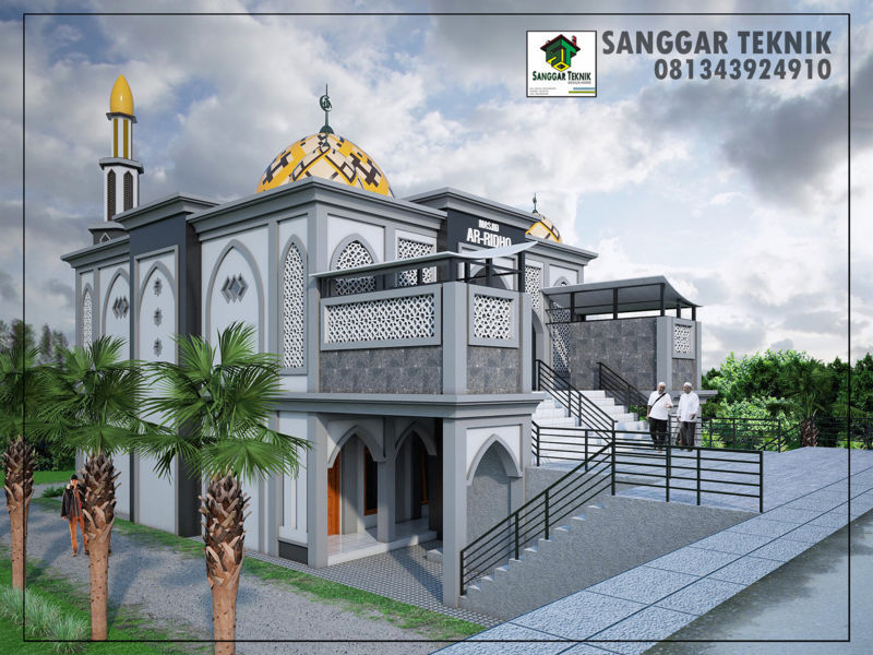 Gambar Gambar Desain Masjid Musholla Modern 2  Lantai  Sanggar Teknik Minimalis  di Rebanas Rebanas