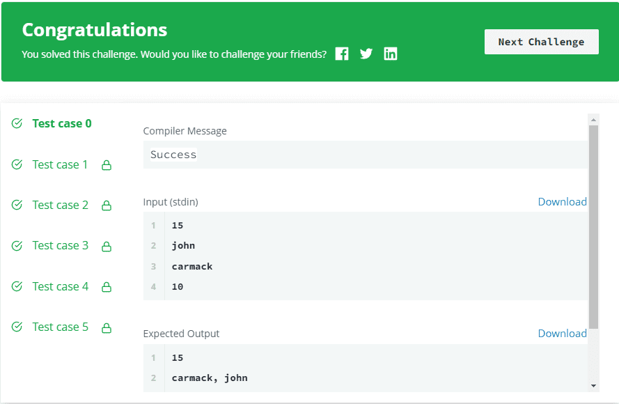 The Output of Class Hackerrank Solution