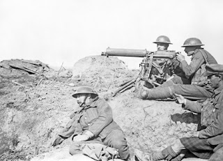 Soldiers fired with machine gun World War I (1914-18)