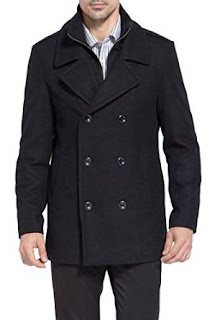 'Mason' Wool Blend Bibbed Melton Pea Coat