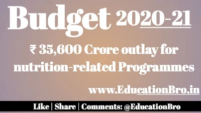  Union Budget 2020-21 allocates Rs 35,600 crore for Nutrition-related Programmes for 2020-21