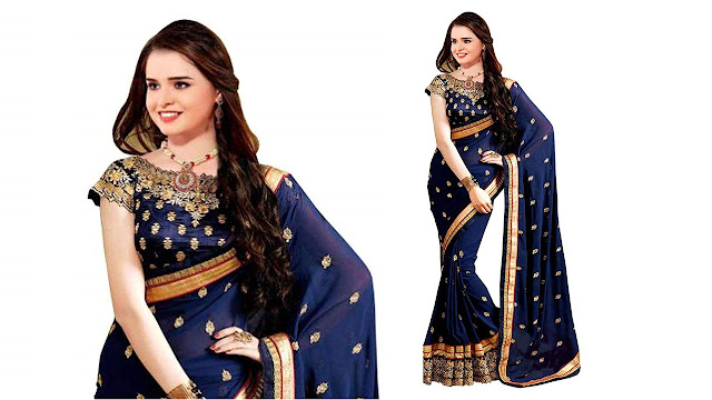 Margi Designer Sarees Georgette Festival Wear Embroidery Traditional Sarees With Blouse Piece