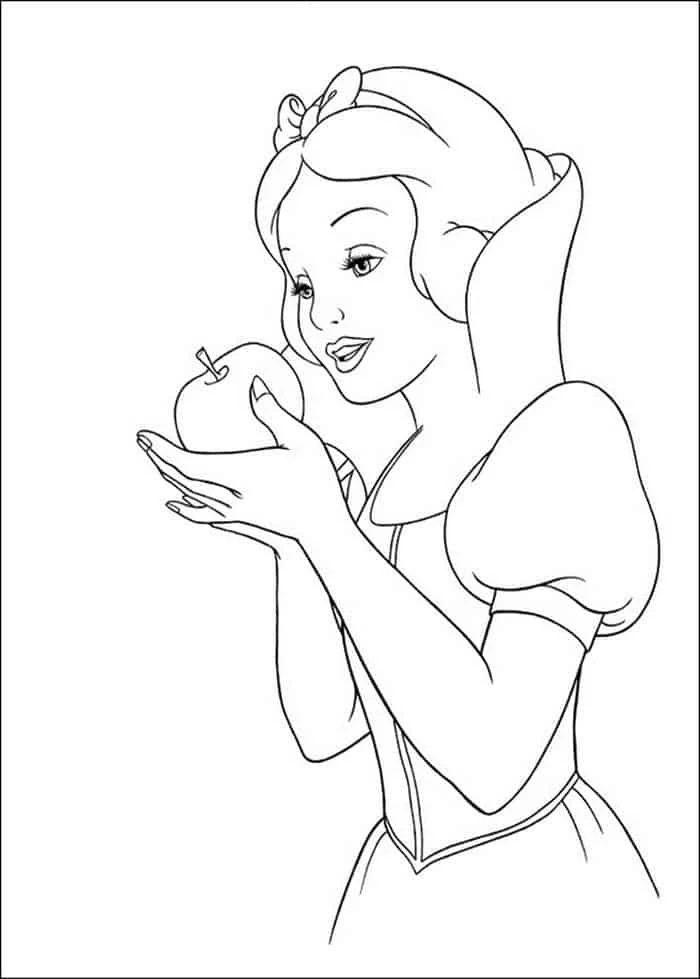 Snow White Holding The Apple Coloring Pages