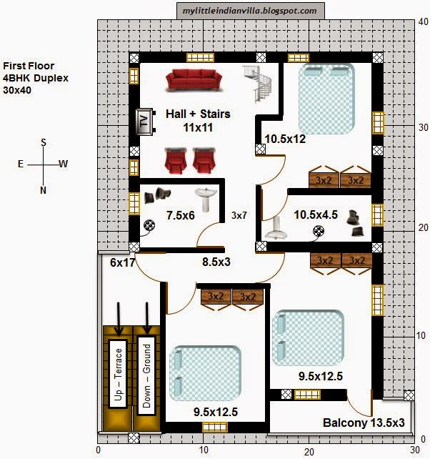 My Little Indian Villa 50 R43 4BHK Duplex in 30x40  