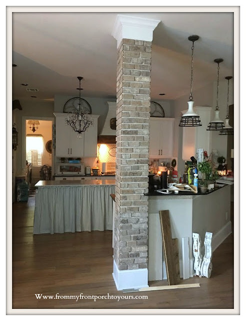 DIY -Brick- Project-French-Country-Farmhouse-Style-Thin-Brick-Kitchen-Column-From My Front Porch To Yours