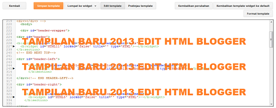Tampilan Baru 2013 Edit HTML Blogger