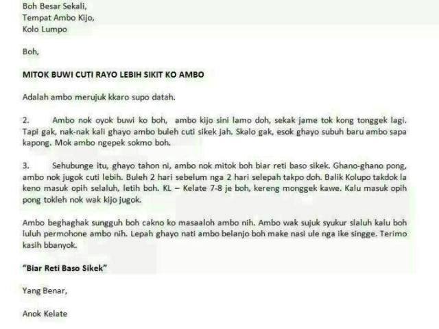 Contoh Surat Minta Cuti Raya - Happy Irfa