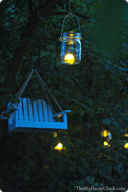 mason jar lights in trees