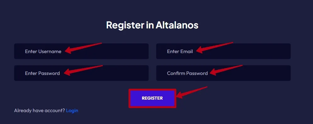 Регистрация в Altalanos 2
