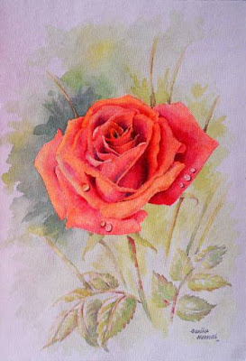 Red Rose - 3, painting by Sanika Dhanorkar (part of her portfolio on www.indiaart.com)