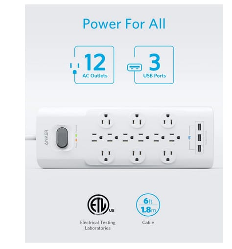 Anker 12 Outlets 3 USB Ports Surge Protector