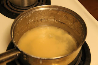 Boiling eggshells in lye water