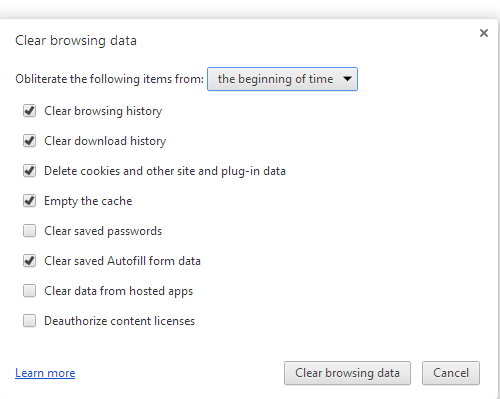 Clear Browsing Data Google Chrome