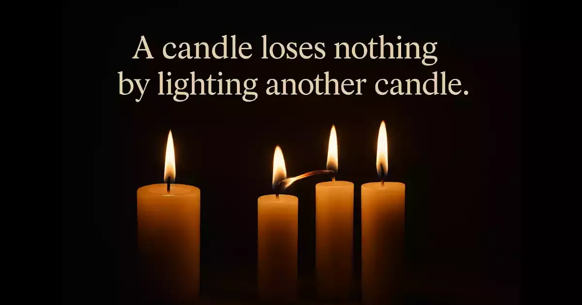 Four candles symbolizing the power of helping others shine