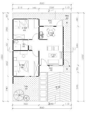 Gambar Denah Rumah Type 45 Minimalis Modern 