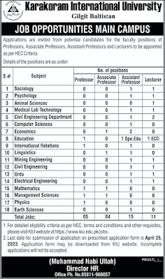 Karakoram International University Gilgit Baltistan Jobs 2023