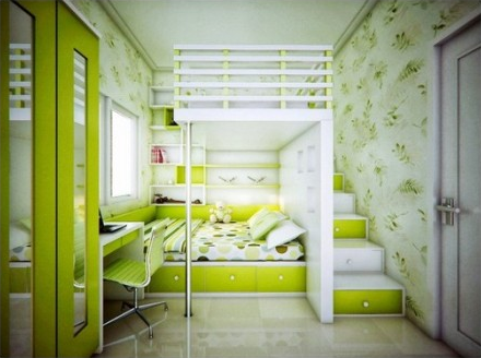 kamar tidur warna hijau
