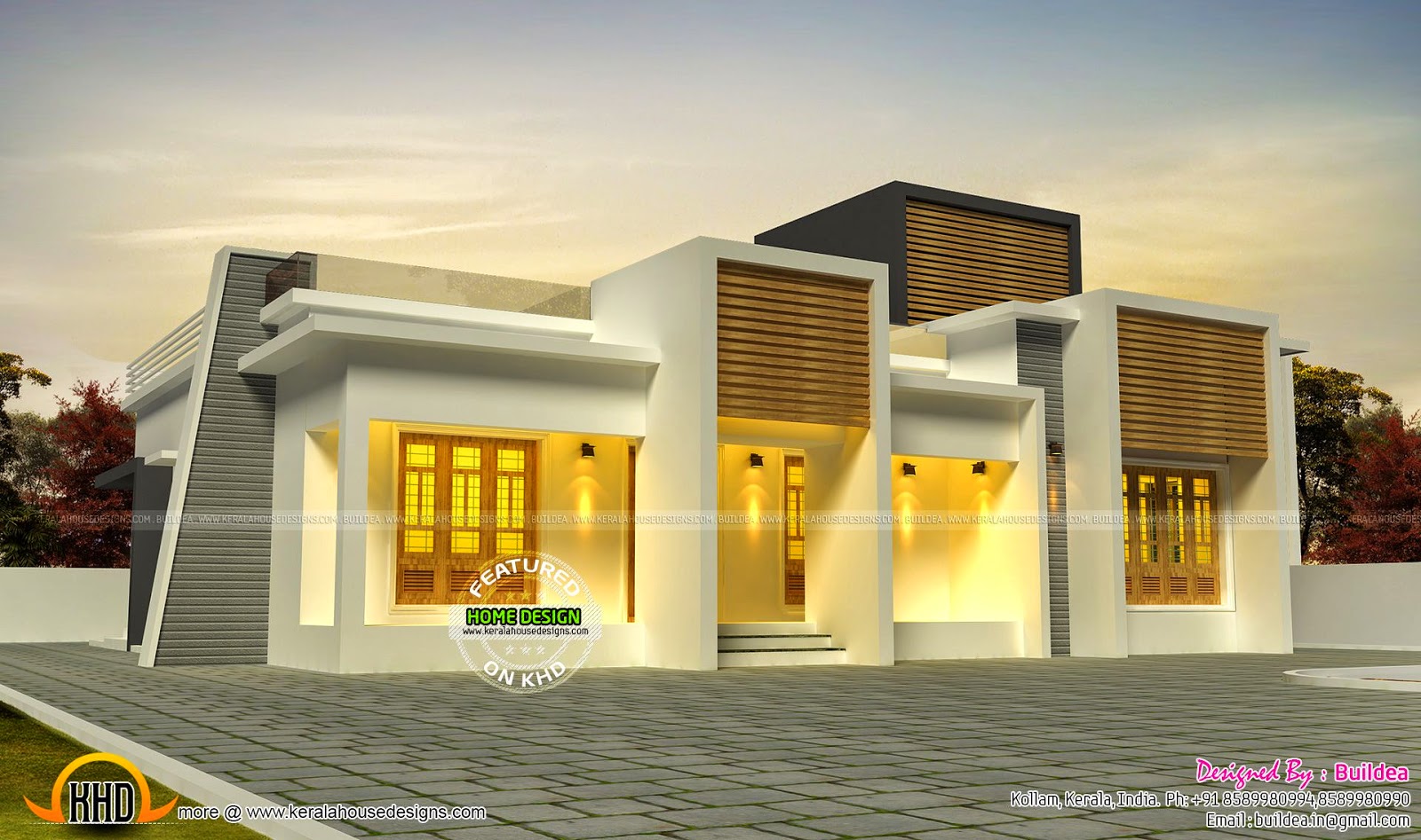  Flat  roof  single  storied home  Kerala home  design  and 