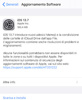 Apple rilascia iOS 13.7 :  supporto diretto alle notifiche COVID-19