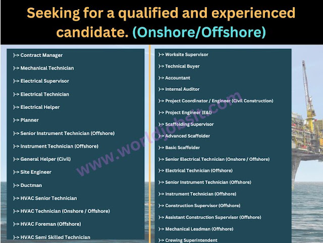 Seeking for a qualified and experienced candidate.