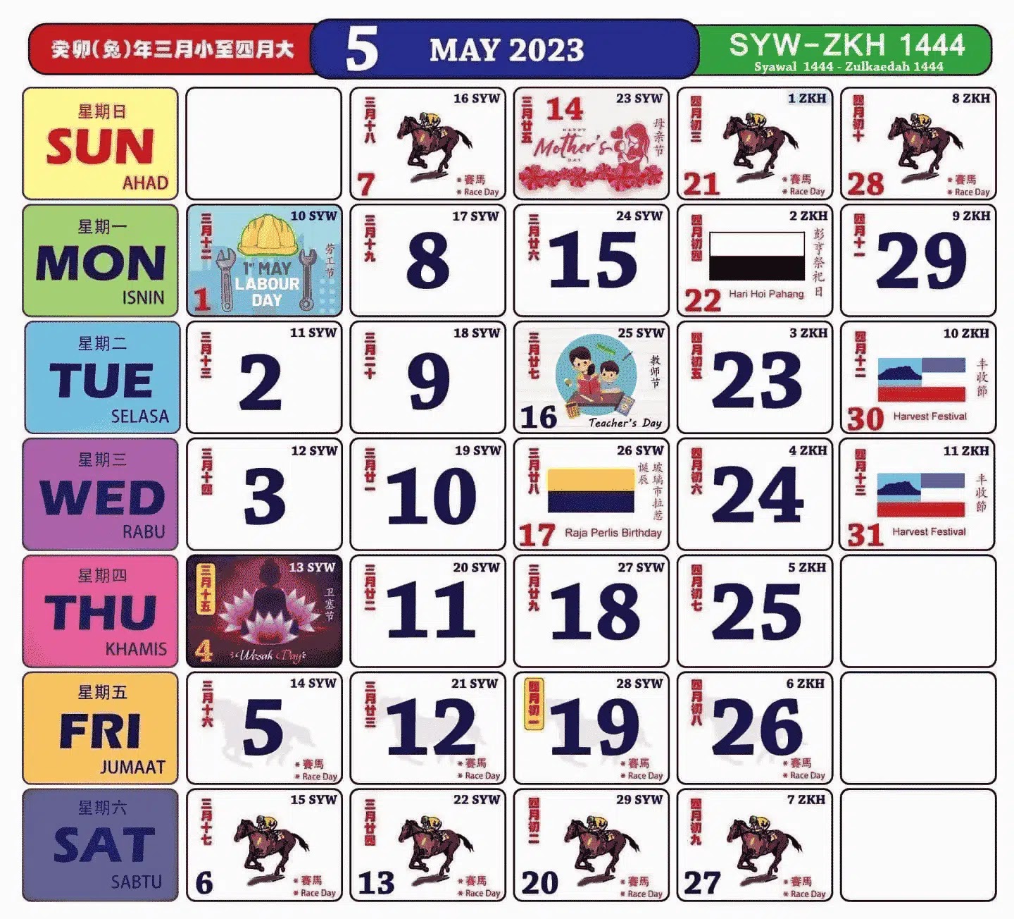 kalendar kuda mei 2023