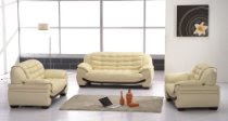 Contermporary Furniture Beige Leather Set Sofa/Loveseat/Chair