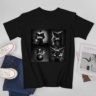 Black cat t-shirt by Rowdycattoys.com