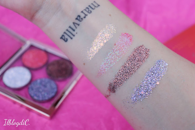 Swatch Glitter Palette Nabla Miami Lights