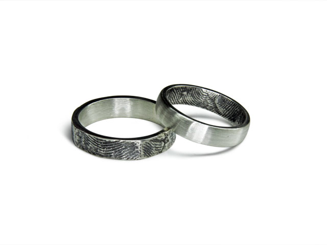 Wedding rings Newlyweds' rings with fingerprints Silver