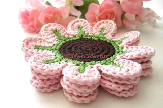 Crochet Flower Rose Coasters