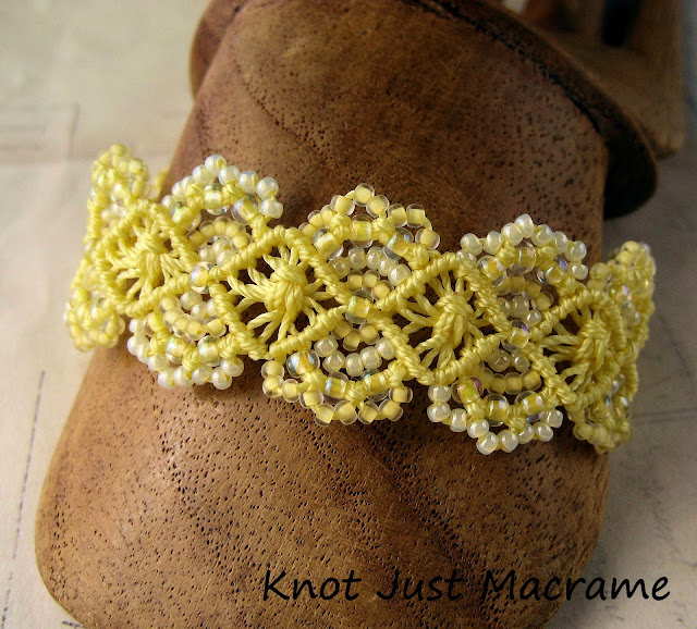 Beaded micro-macrame bracelet knotted by Sherri Stokey