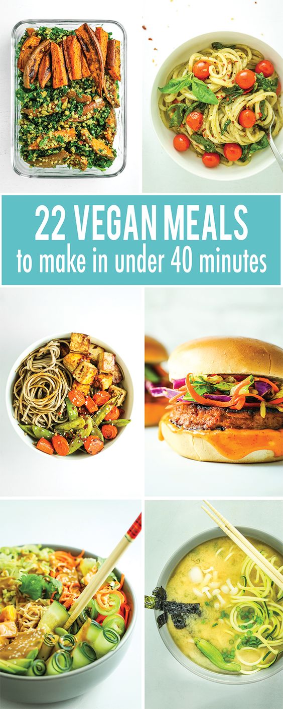 This vegan meal roundup is a life saver! From stir fries and pasta to soup and burgers, all of these vegan recipes can be made in under 40 minutes. This is the ultimate list of dinners to make on busy weeknights or for date night in on the weekend